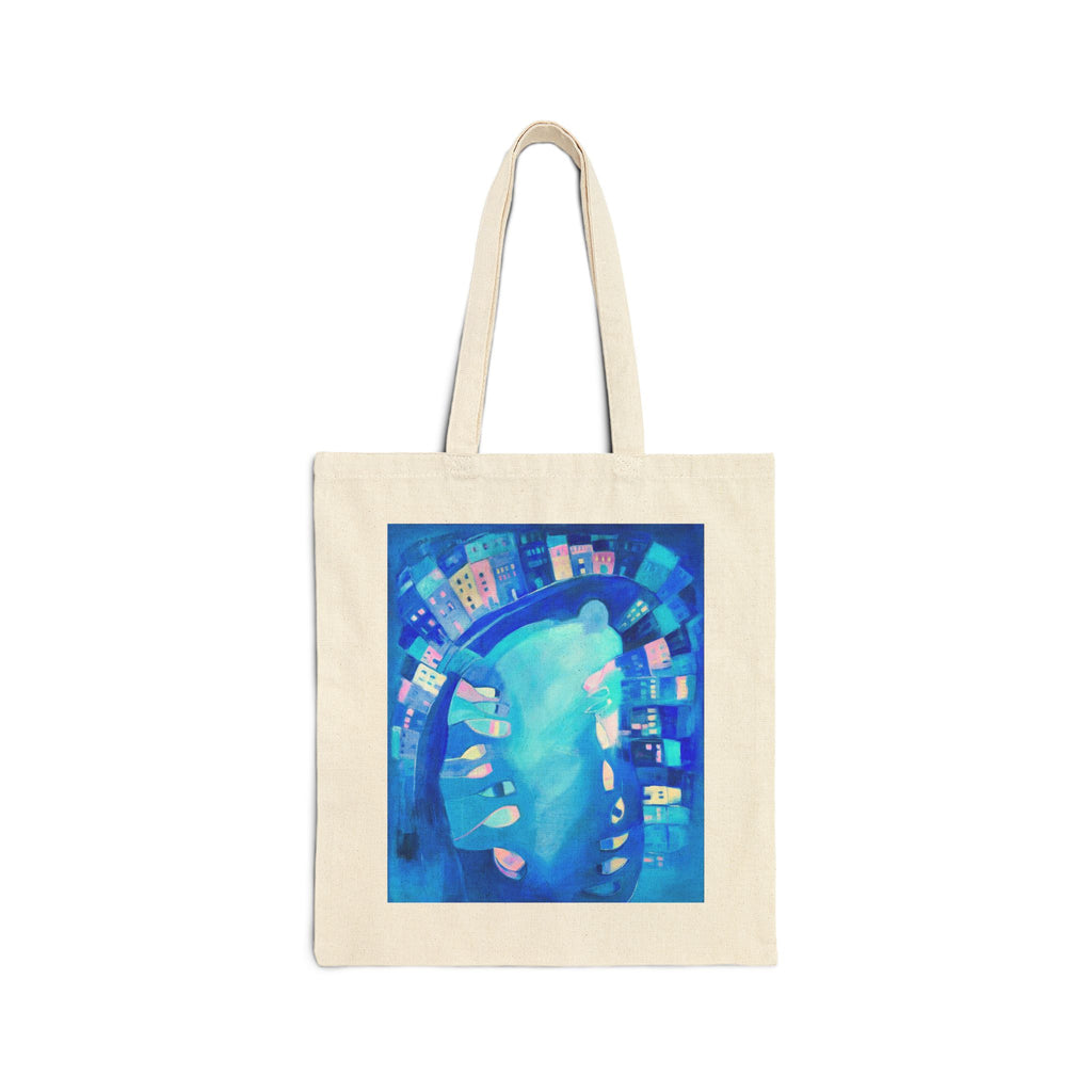 Cotton Canvas Tote Bag: Polperro In Blue