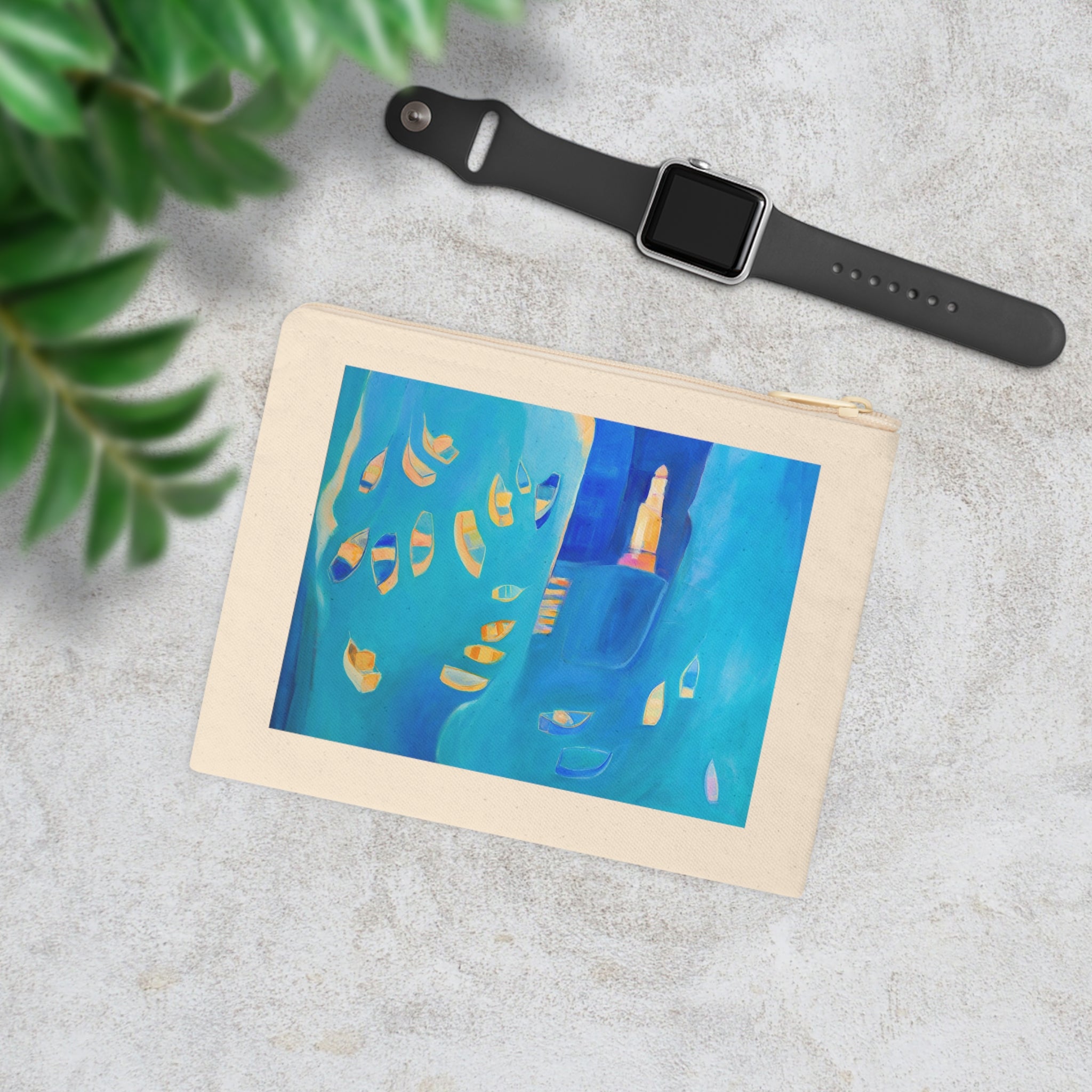 Cotton Accessory Pouch: St Ives In Blue