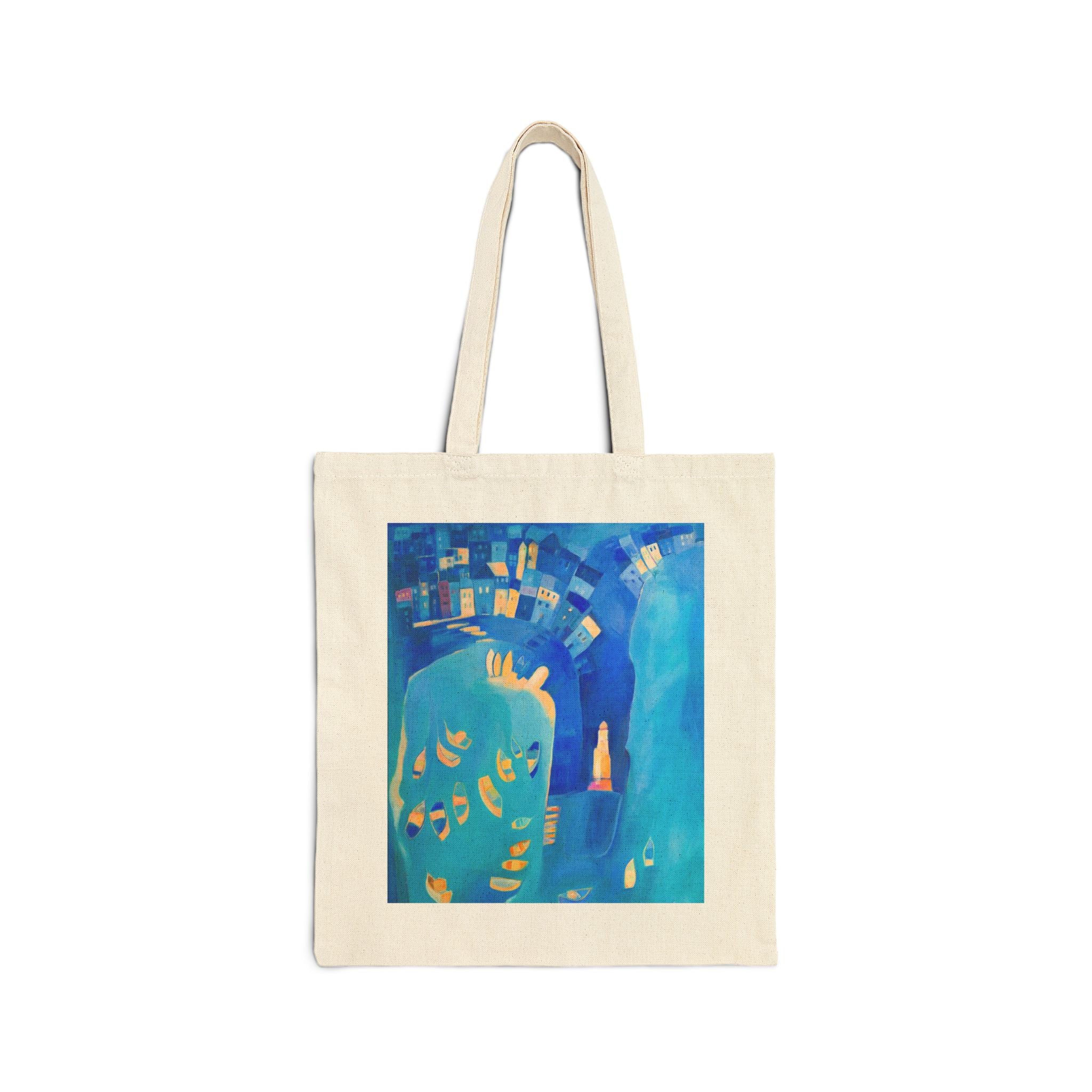 Cotton Canvas Tote Bag: St Ives In Blue