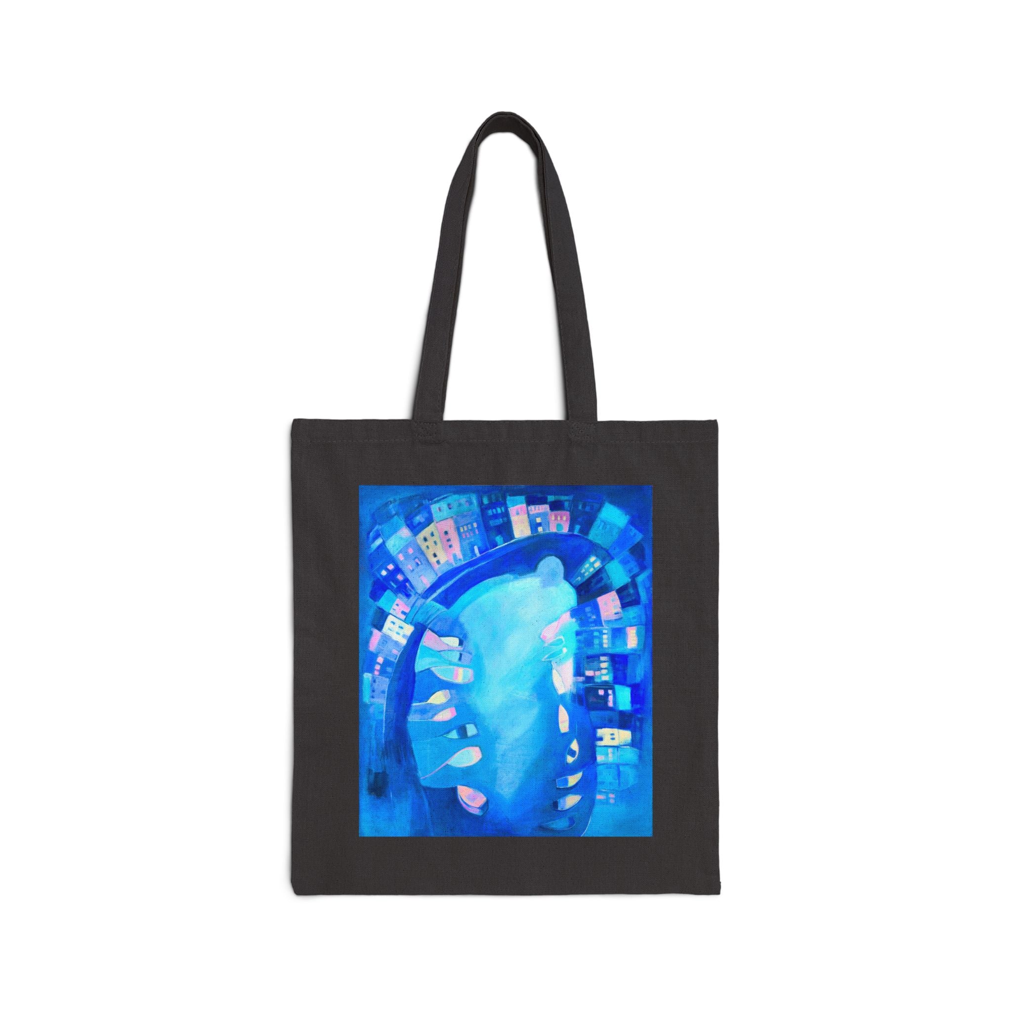 Cotton Canvas Tote Bag: Polperro In Blue