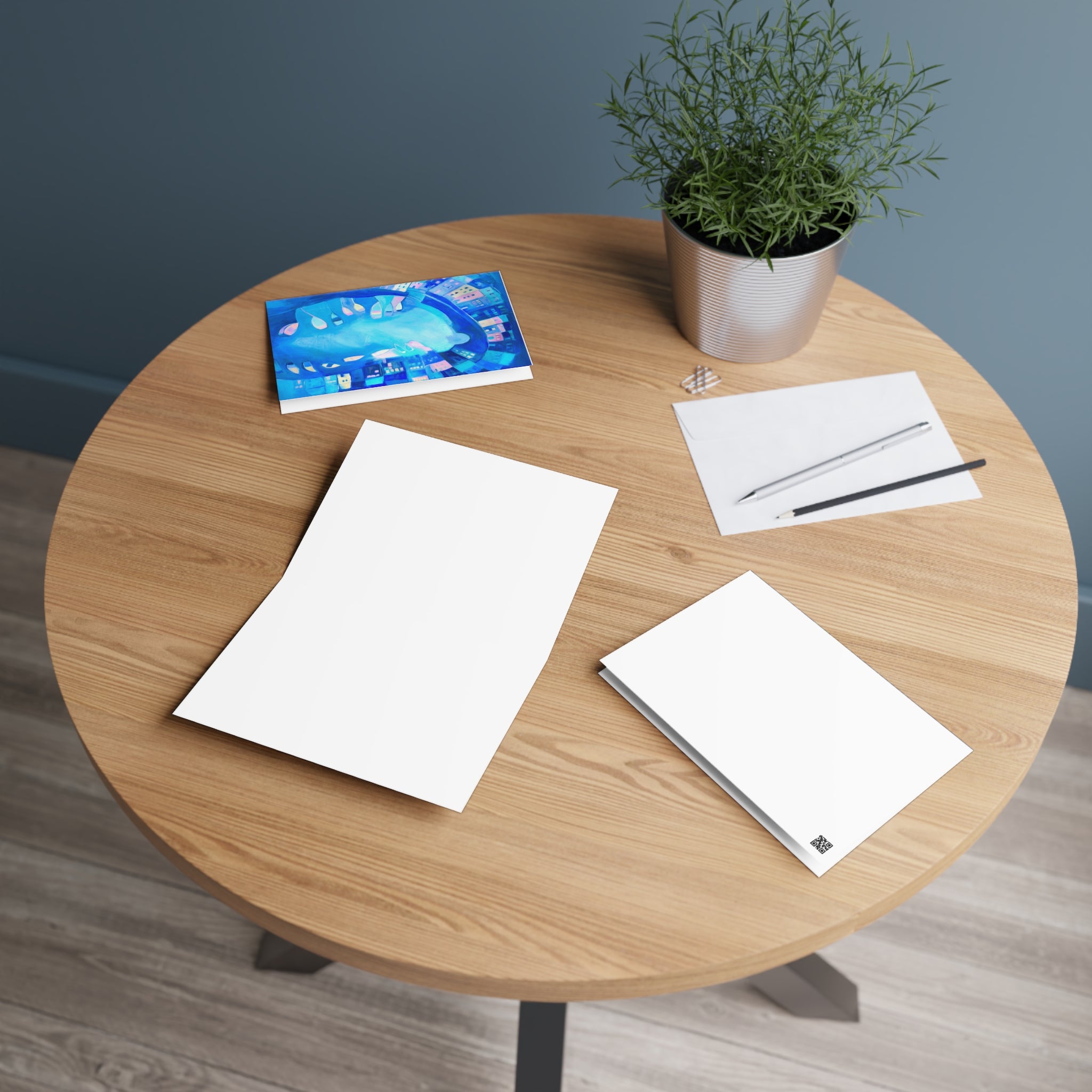 Greeting Card: Polperro In Blue