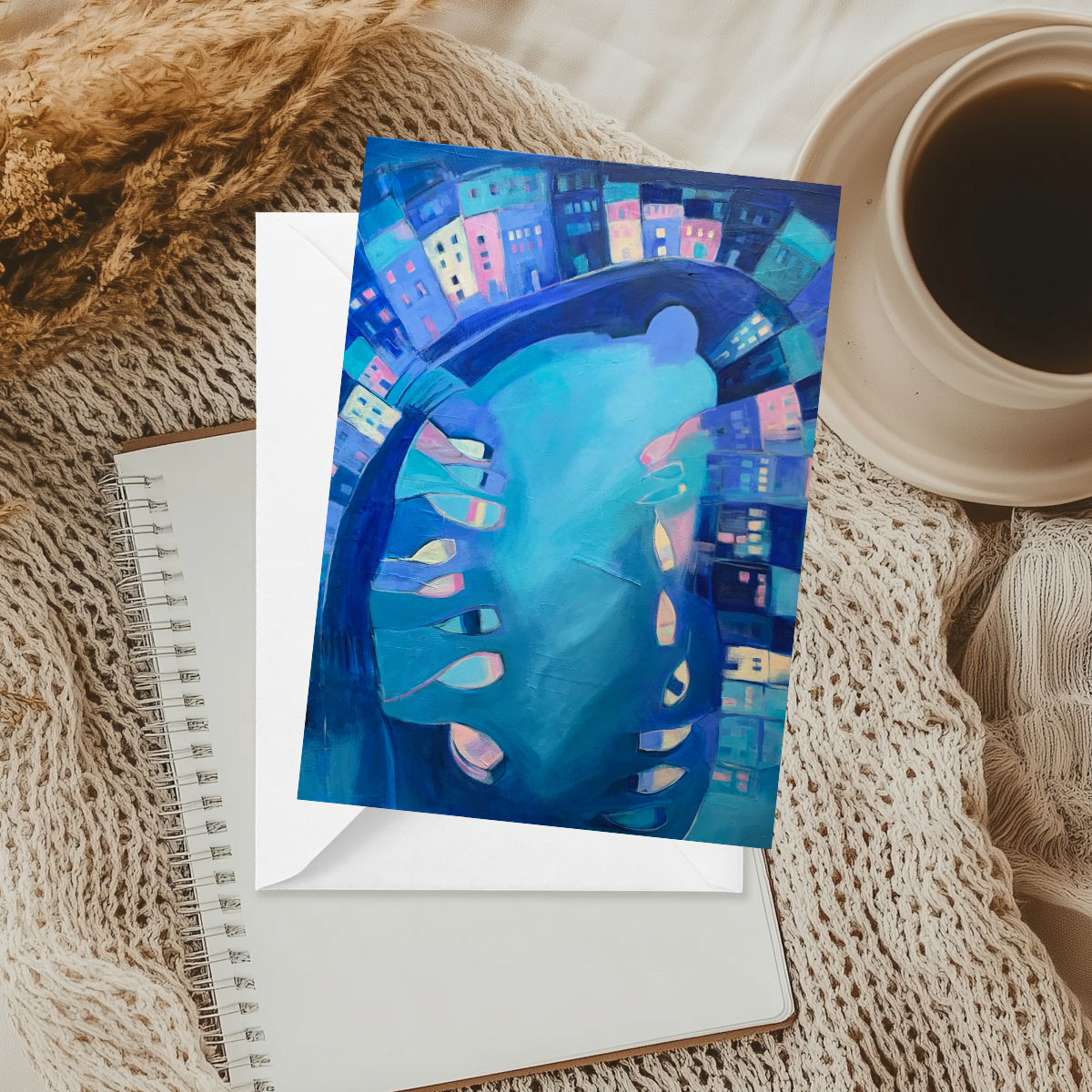Greeting Card: Polperro In Blue
