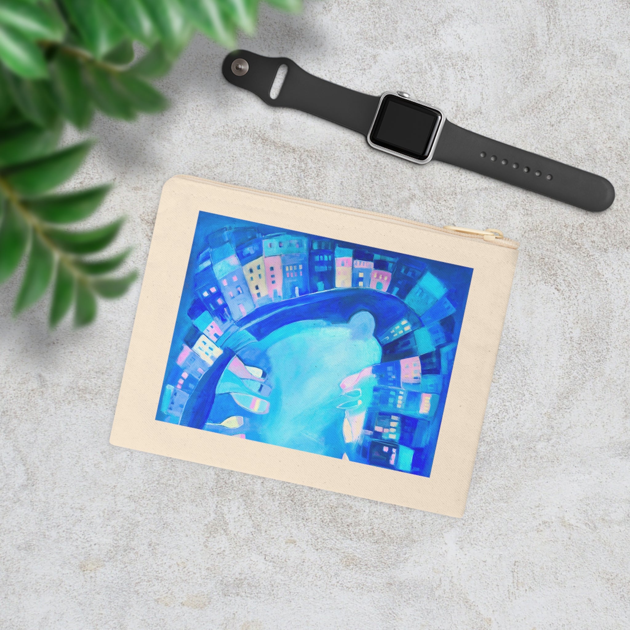 Cotton Accessory Pouch: Polperro In Blue