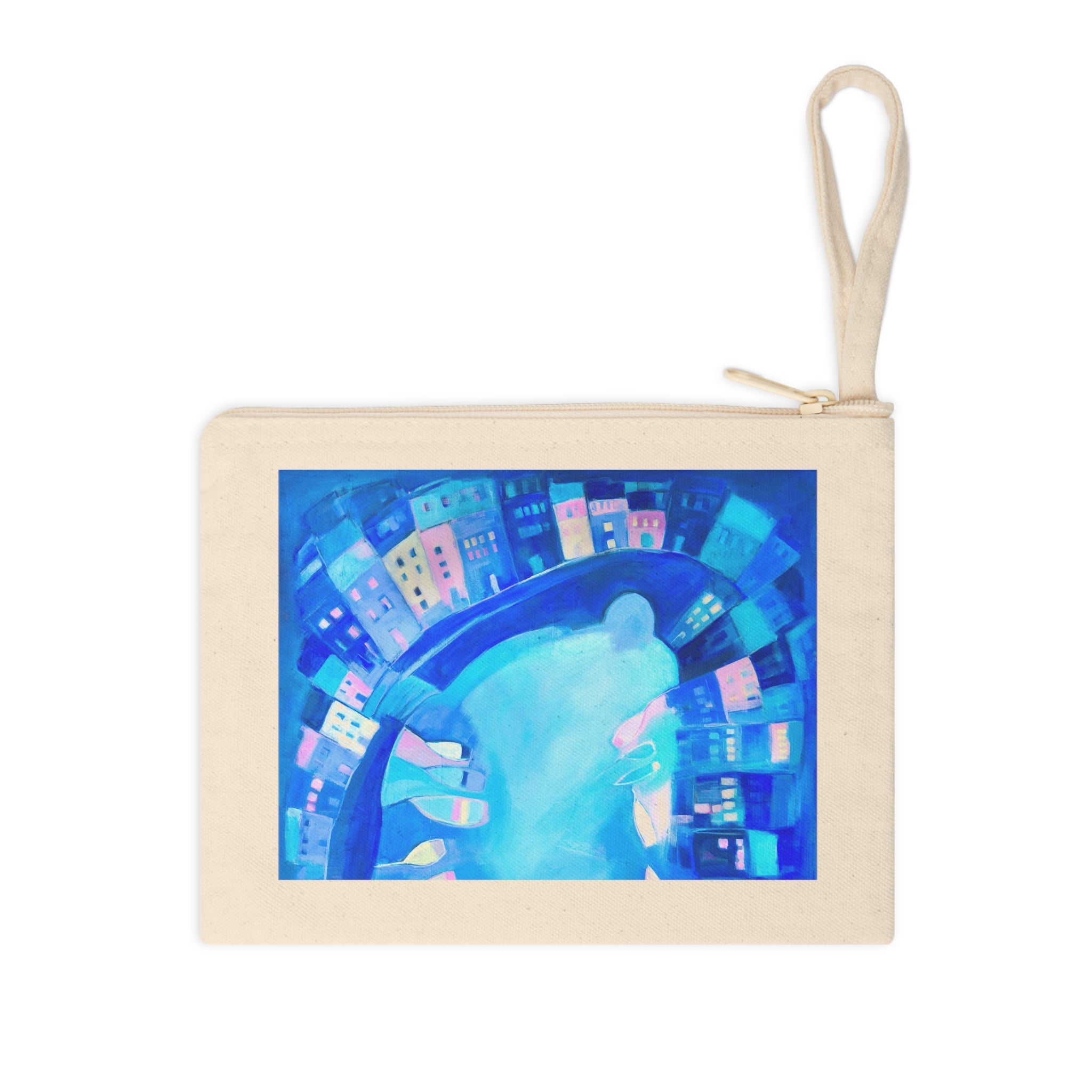 Cotton Accessory Pouch: Polperro In Blue