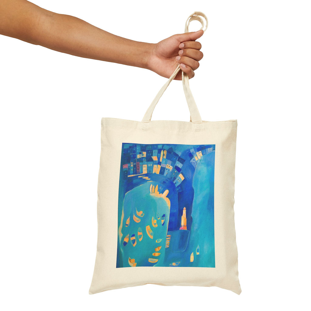 Cotton Canvas Tote Bag: St Ives In Blue