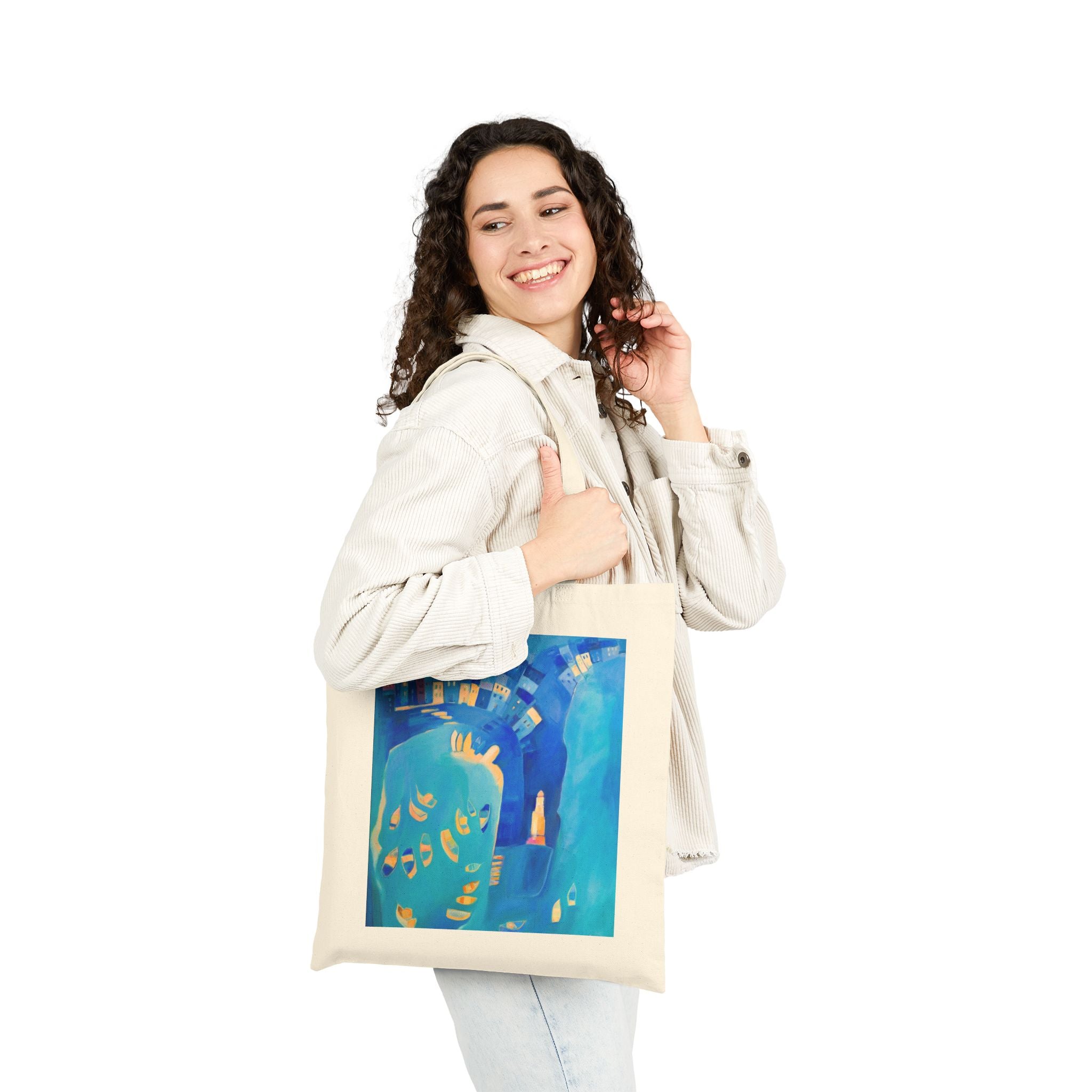 Cotton Canvas Tote Bag: St Ives In Blue