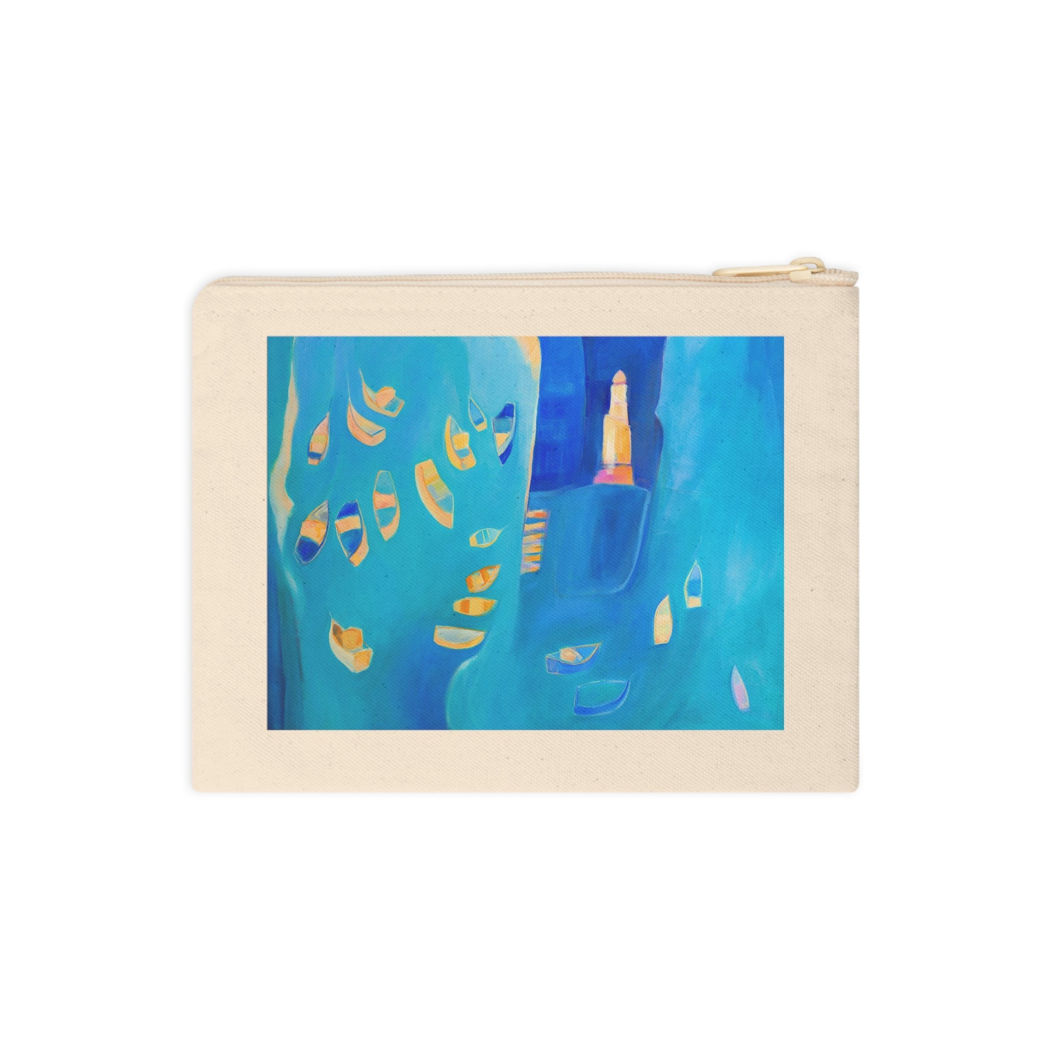 Cotton Accessory Pouch: St Ives In Blue
