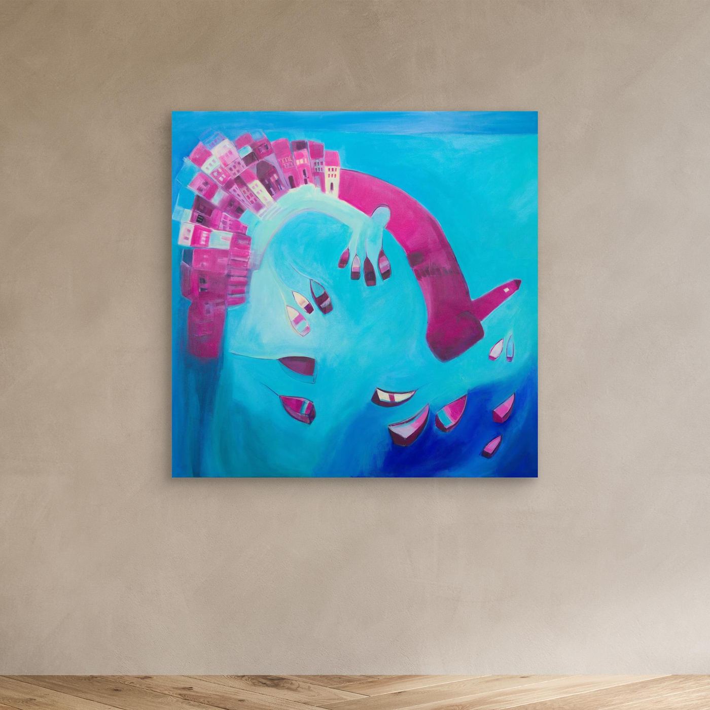 Canvas Print: St Ives In Blue & Pink