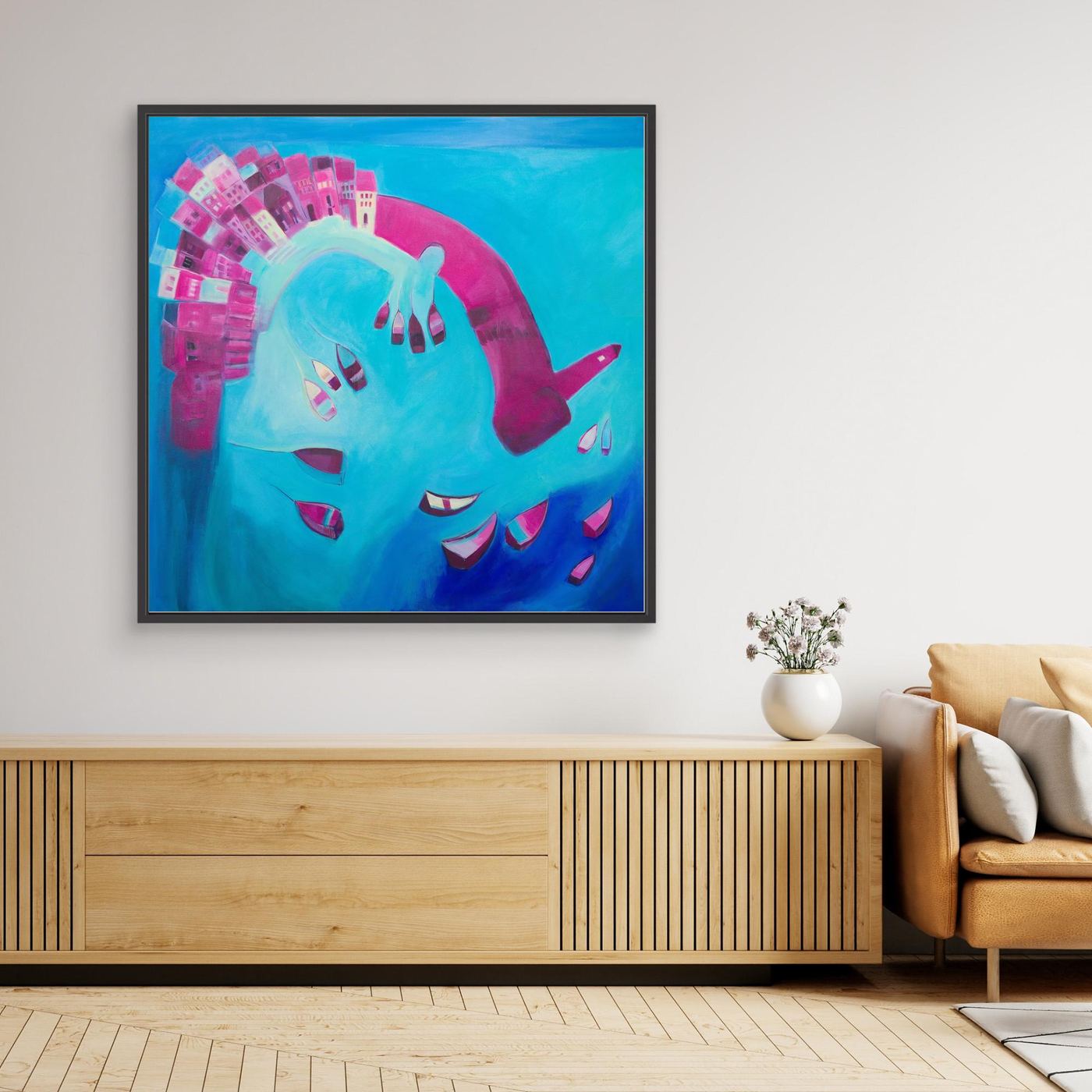 Canvas Print: St Ives In Blue & Pink