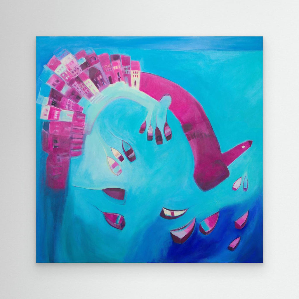 Canvas Print: St Ives In Blue & Pink