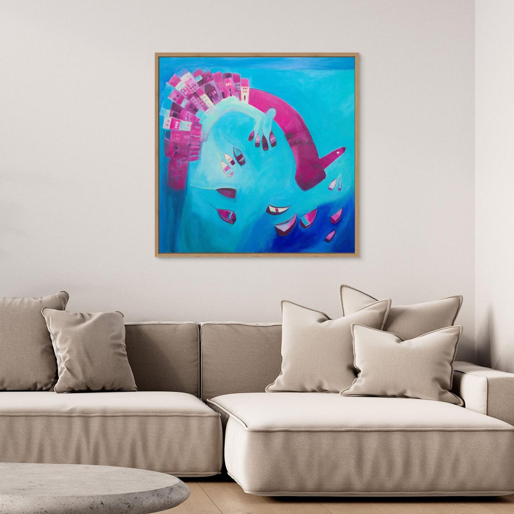 Canvas Print: St Ives In Blue & Pink